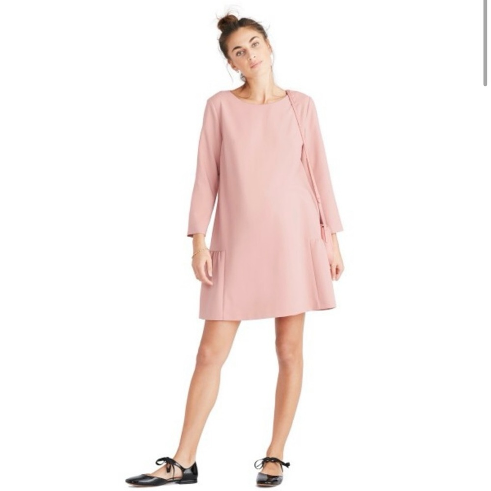 Hatch Maternity Tulip Dress Pink Ruffle Hem Size 1 S/M